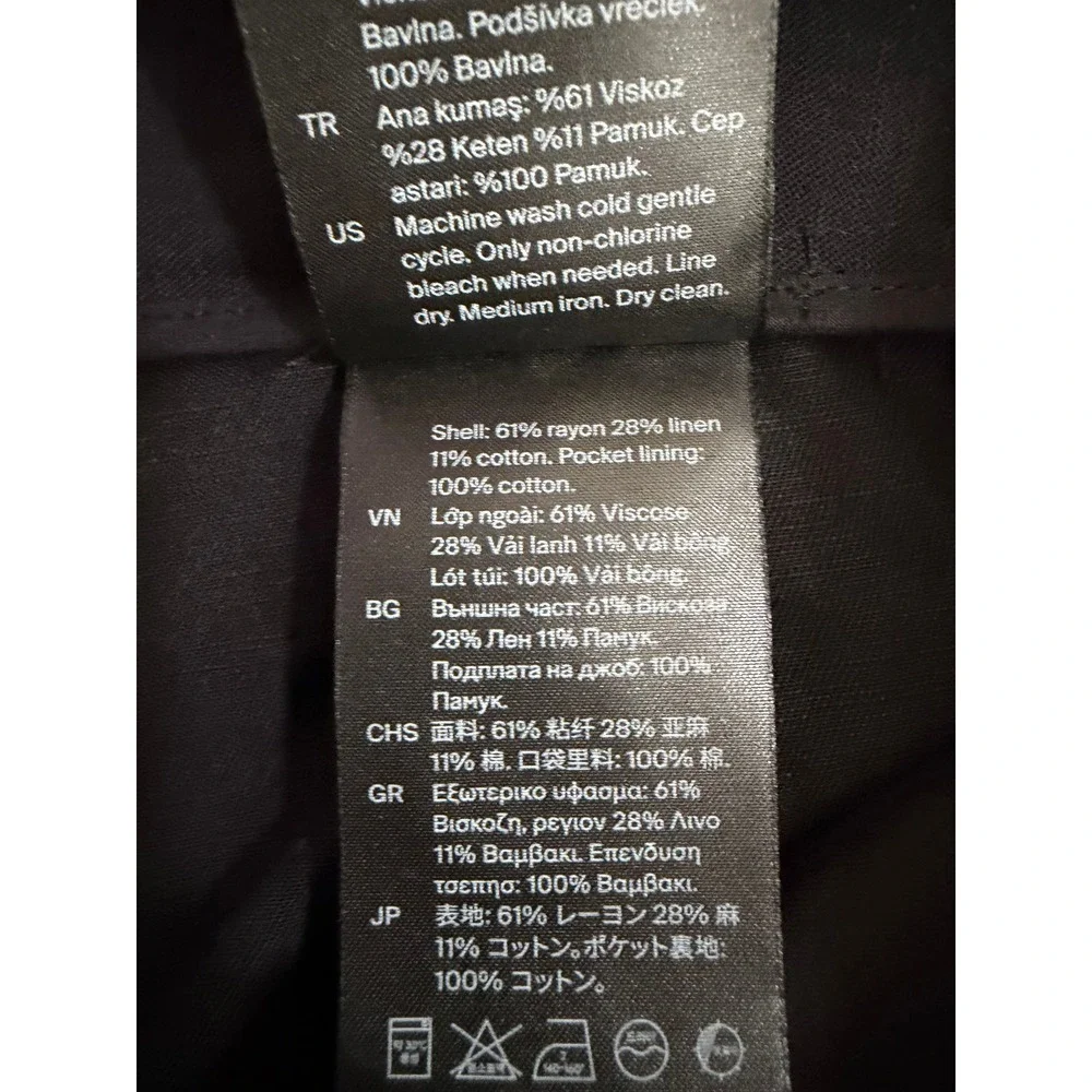 COS Wide Leg Culottes Women 4 Black Linen Blend Crop Pants
